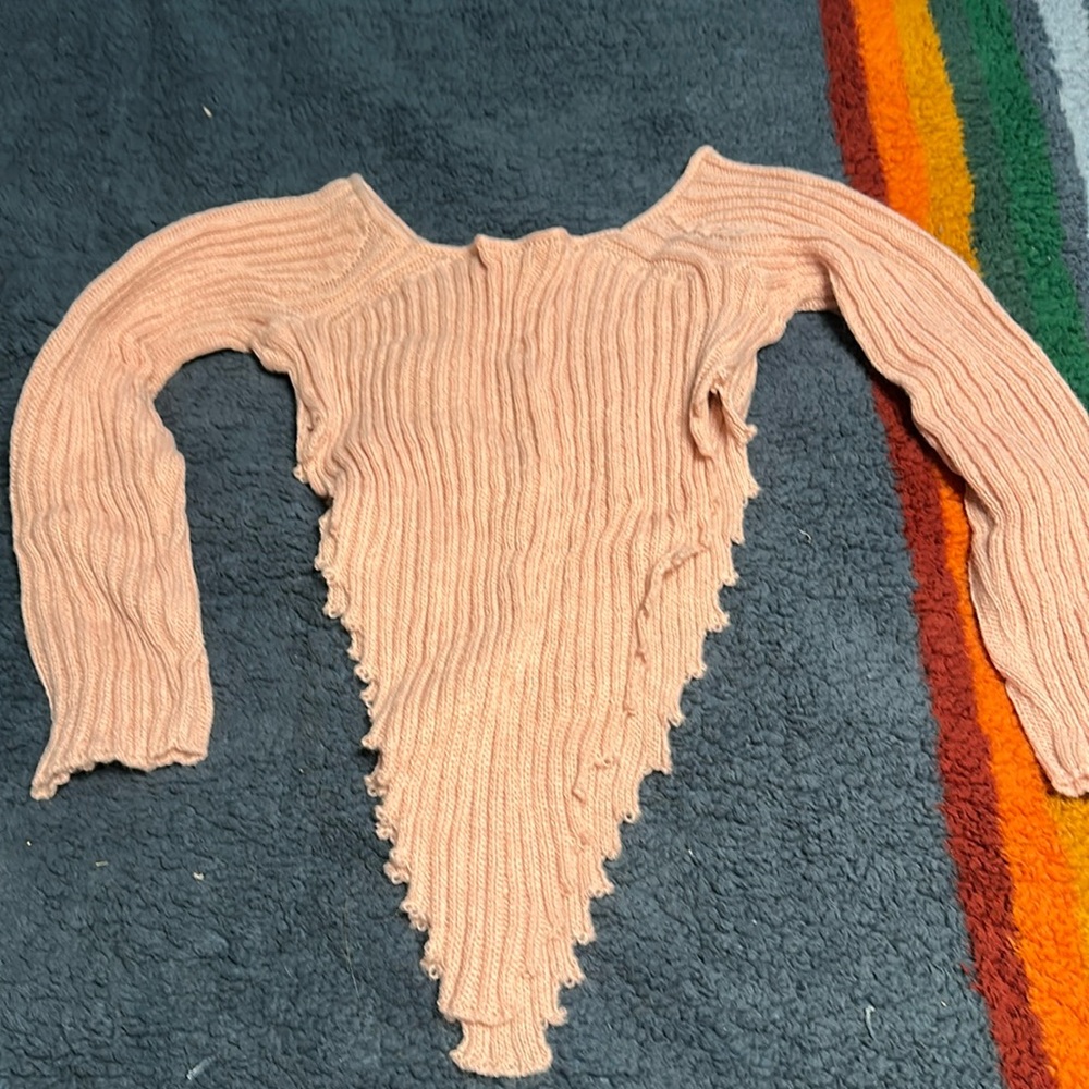 Cropped open side pink sweater women’s medium. NWOT